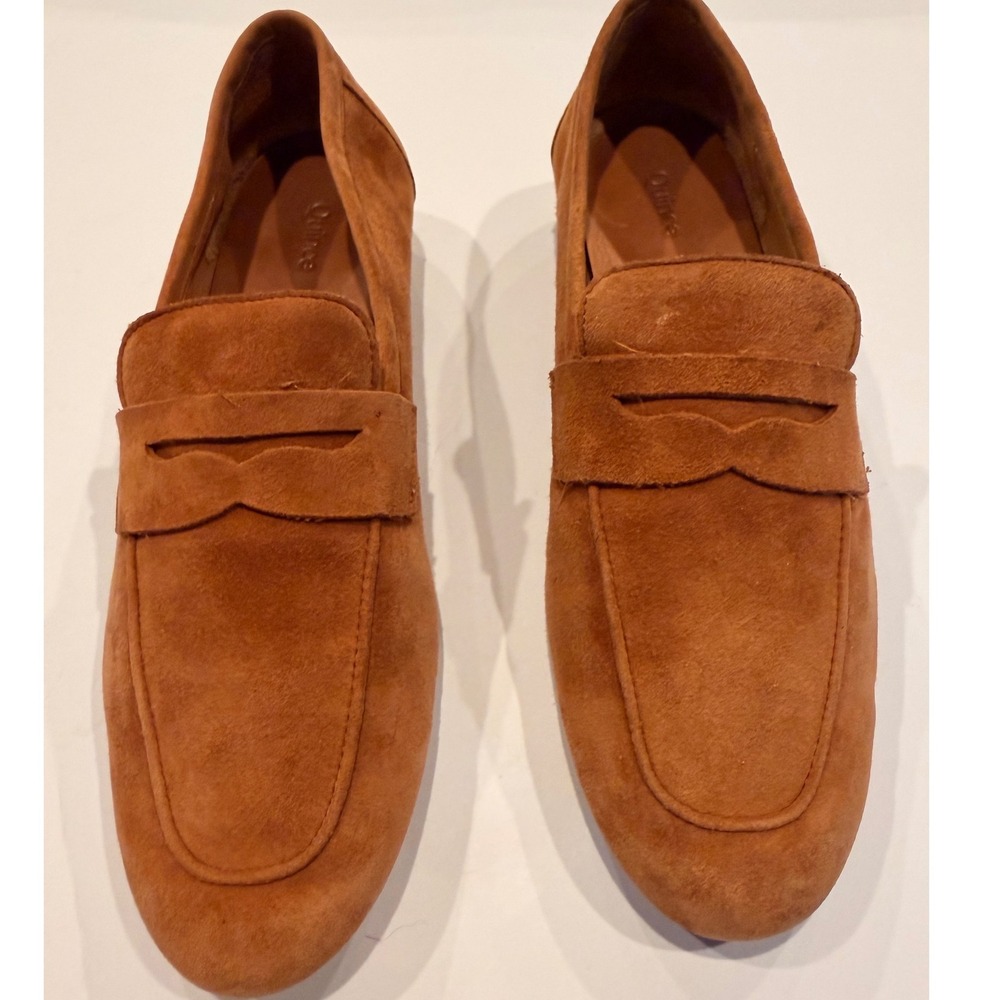 Quince Italian Suede Penny Loafers Terracotta Brown Womens 6.5 Slip On Shoes